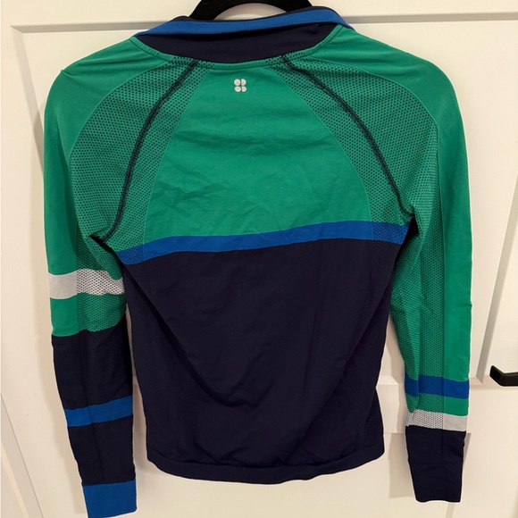 Sweaty Betty London Half Zip Performance Top Green Blue Colorblock Size S - Picture 3 of 3
